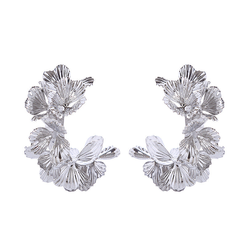 Alloy New Flower C-shaped Earrings (Minimo de Compra 2) MIC-HeM008