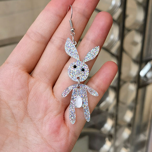 Acrylic Asymmetric Rabbit Carrot Earrings (Minimo de Compra 12) MIC-QiuS002