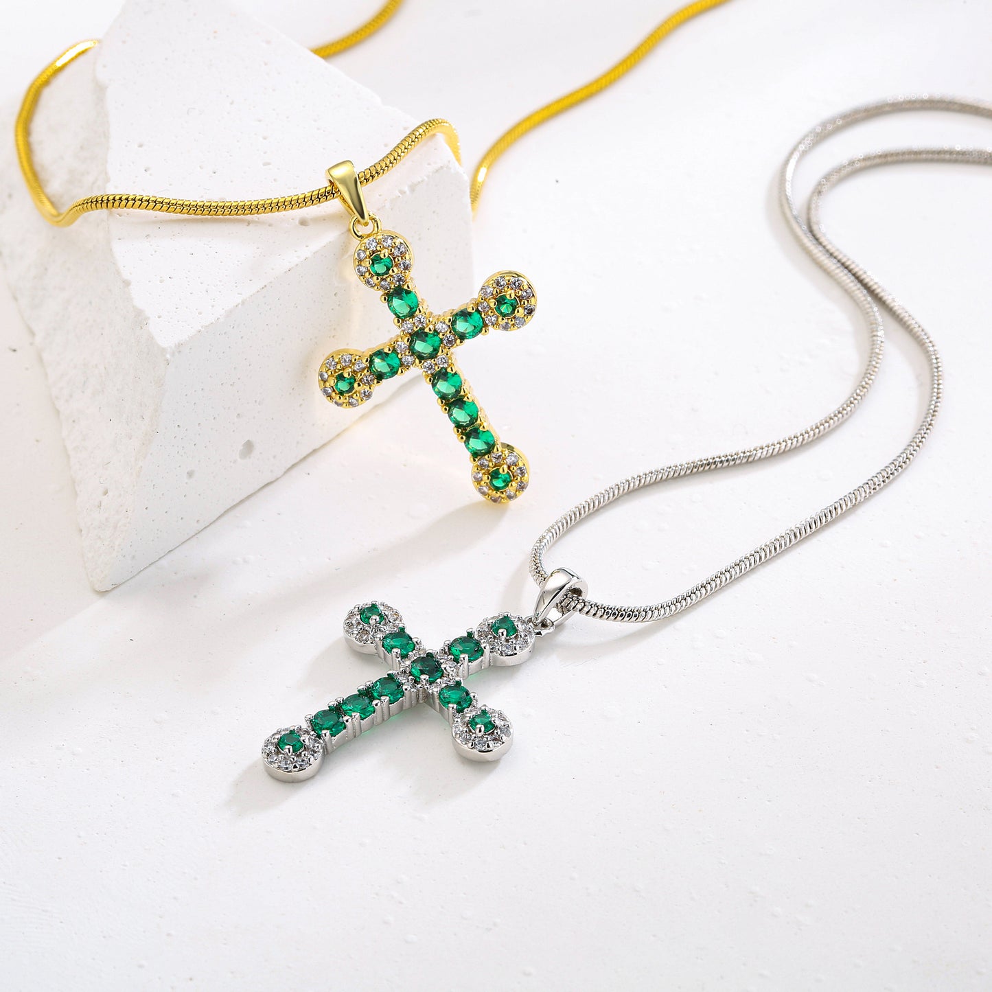 Stainless steel zircon cross necklace MYA-JuC014