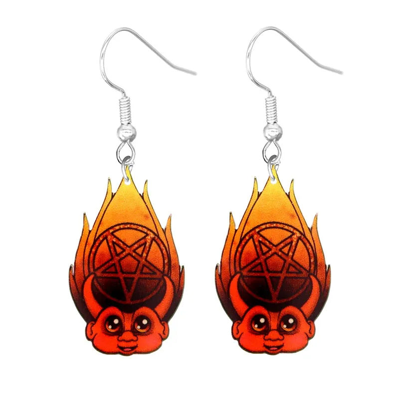 Acrylic cartoon pumpkin figurine earrings (Minimo de Compra 10)  MIC-YuQ002