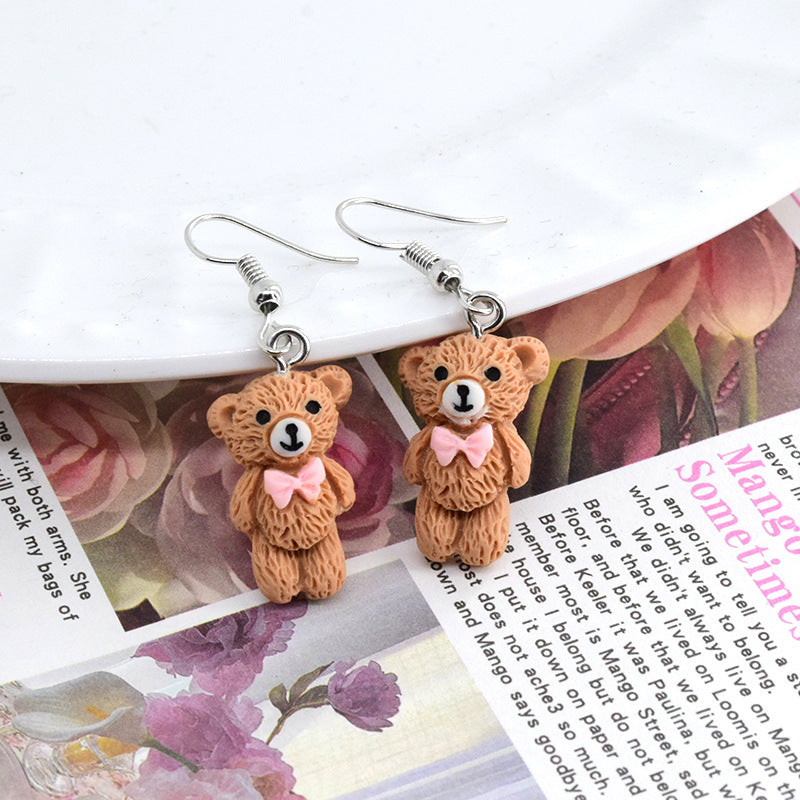 Alloy acrylic bear mini earrings (Minimo de Compra 6) MYA-JueJ029