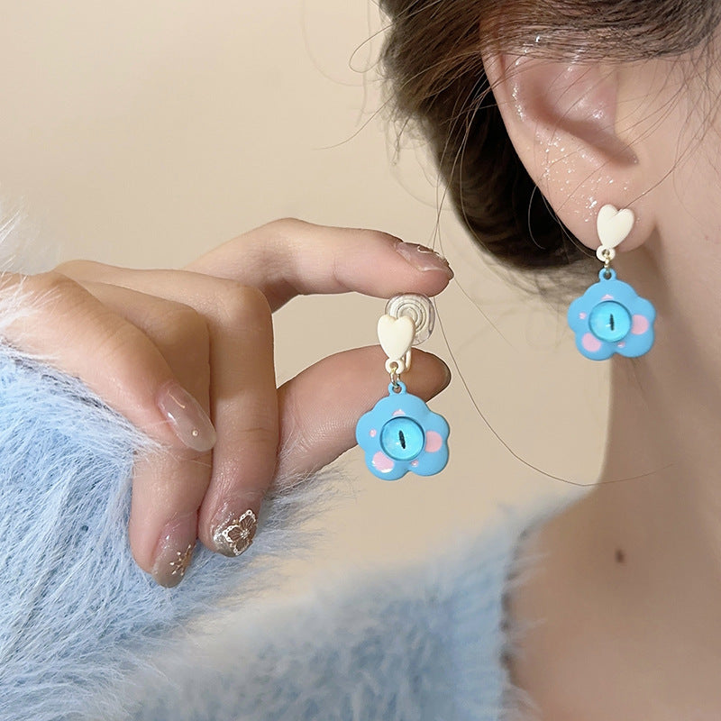 Alloy blue flower small fresh earrings MIC-ShiQ009