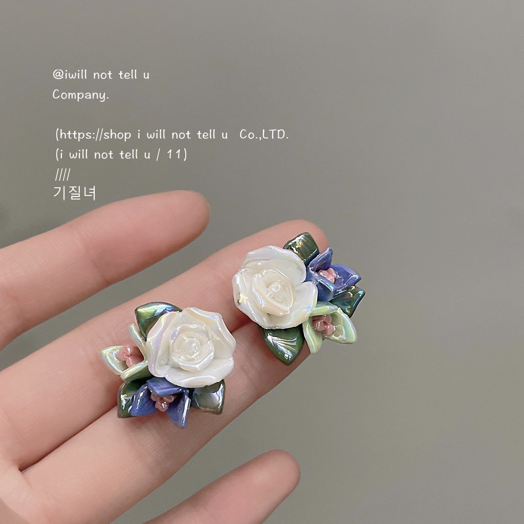 Alloy blue flower earrings MYA-LiangM004