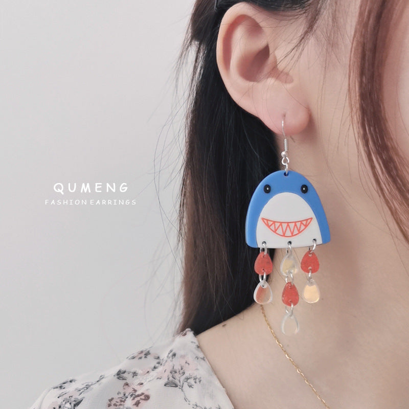 Acrylic Shark Water Drop Earrings (Minimo de Compra 2) MIC-QingM029