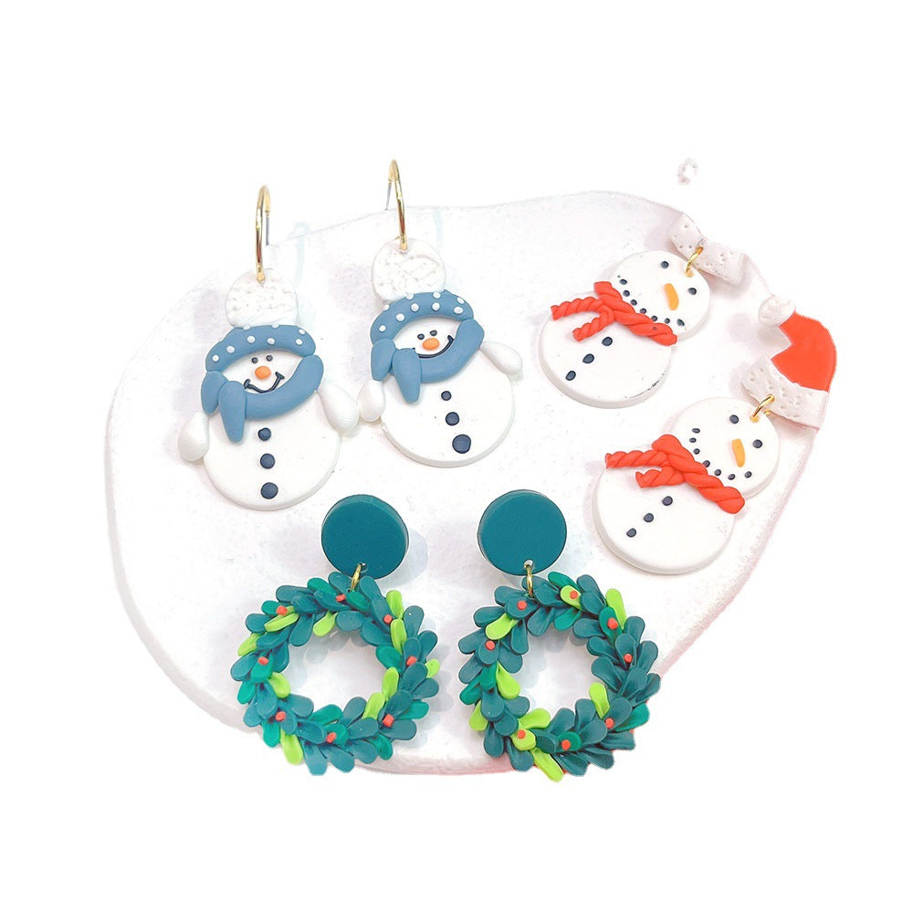 Alloy grid geometric snowman earrings (Minimo de Compra 2) MIC-PingH041