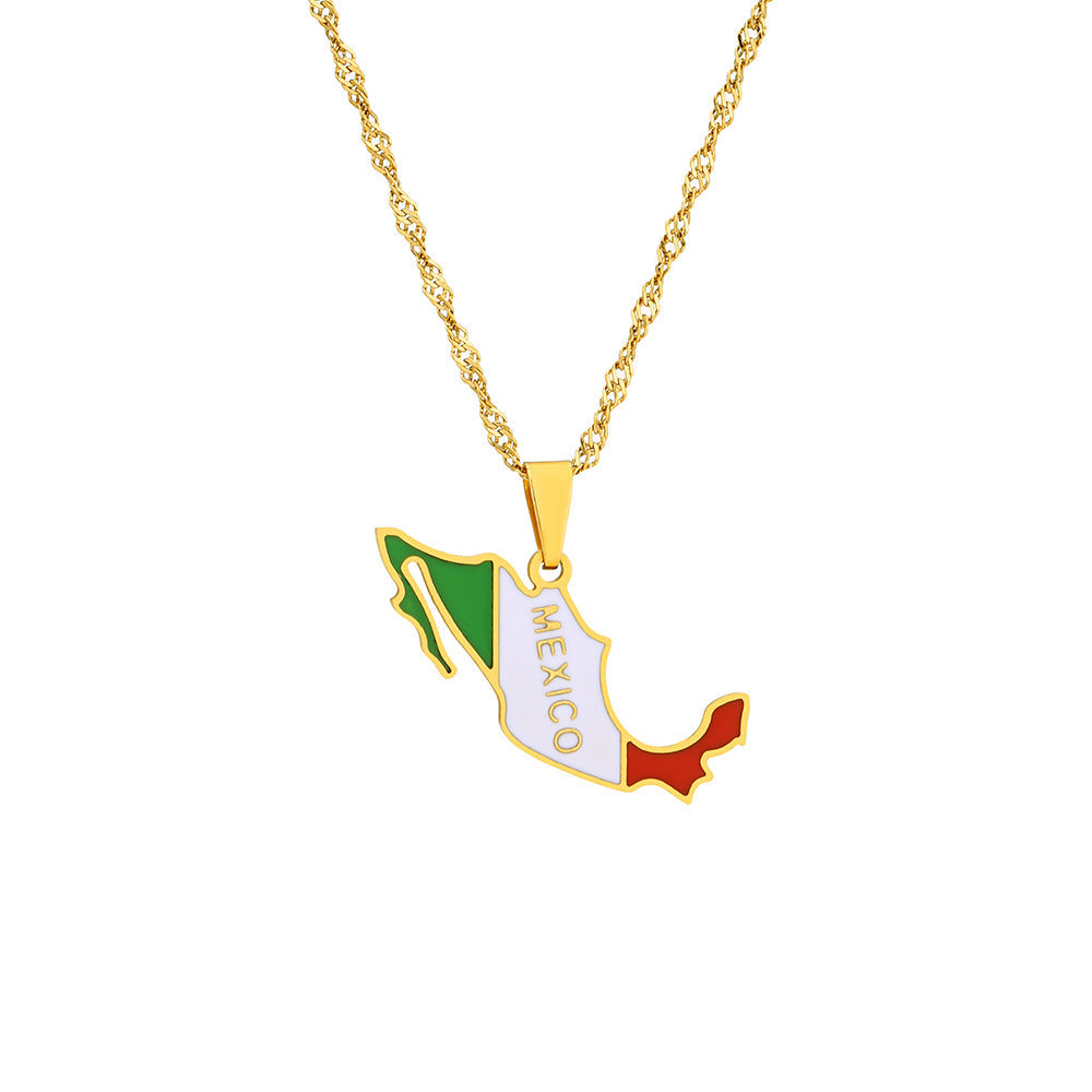 Necklaces Stainless Steel Map Mexico HongZ004