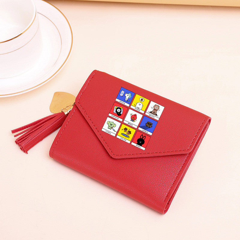 PU card bag tassel short wallet MIC-XingY013