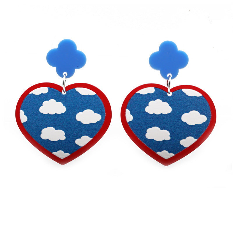 Heart Butterfly Acrylic Earrings