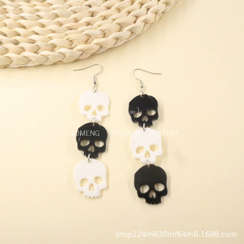 Acrylic Halloween New Skull Earrings (Minimo de Compra 3) MIC-OuG068