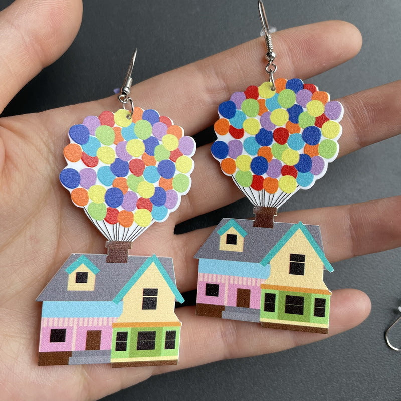 Acrylic balloon small house earrings MYA-XueP022