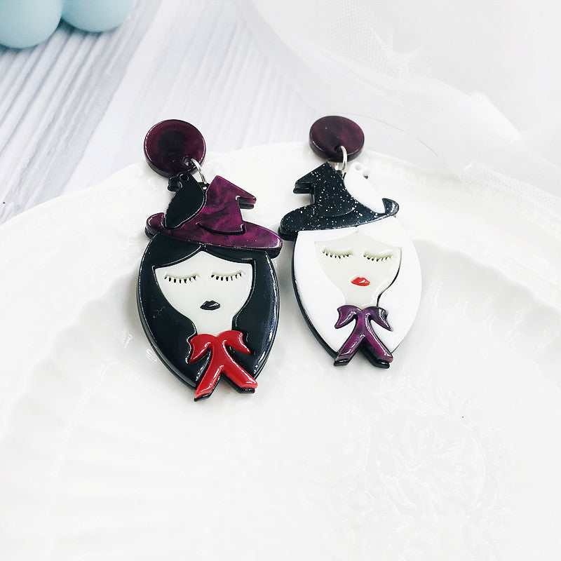 Acrylic asymmetric witch earrings Minimo de compra 2 MIC-BenD004