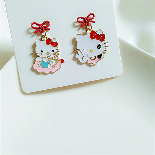 Alloy Anime Cat Asymmetric Earrings (Minimo de compra 2) MIC-AiM006