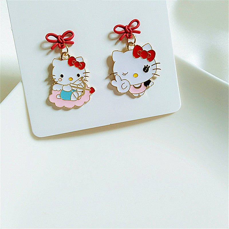 Alloy Anime Cat Asymmetric Earrings (Minimo de compra 2) MYA-AiM006