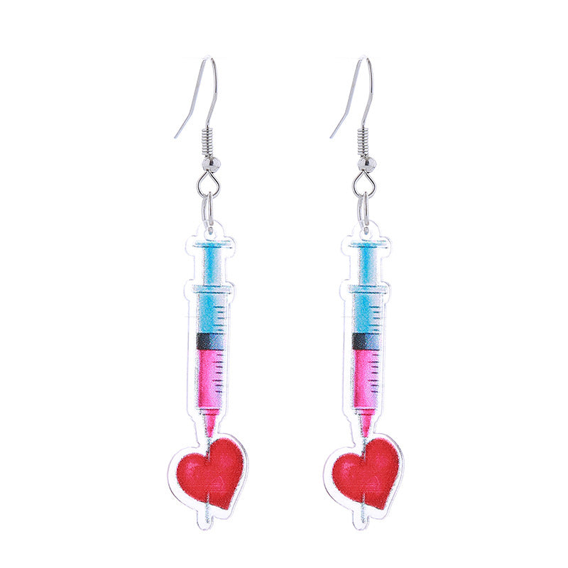 Alloy acrylic pink nurse uniform earrings MIC-ChouT050