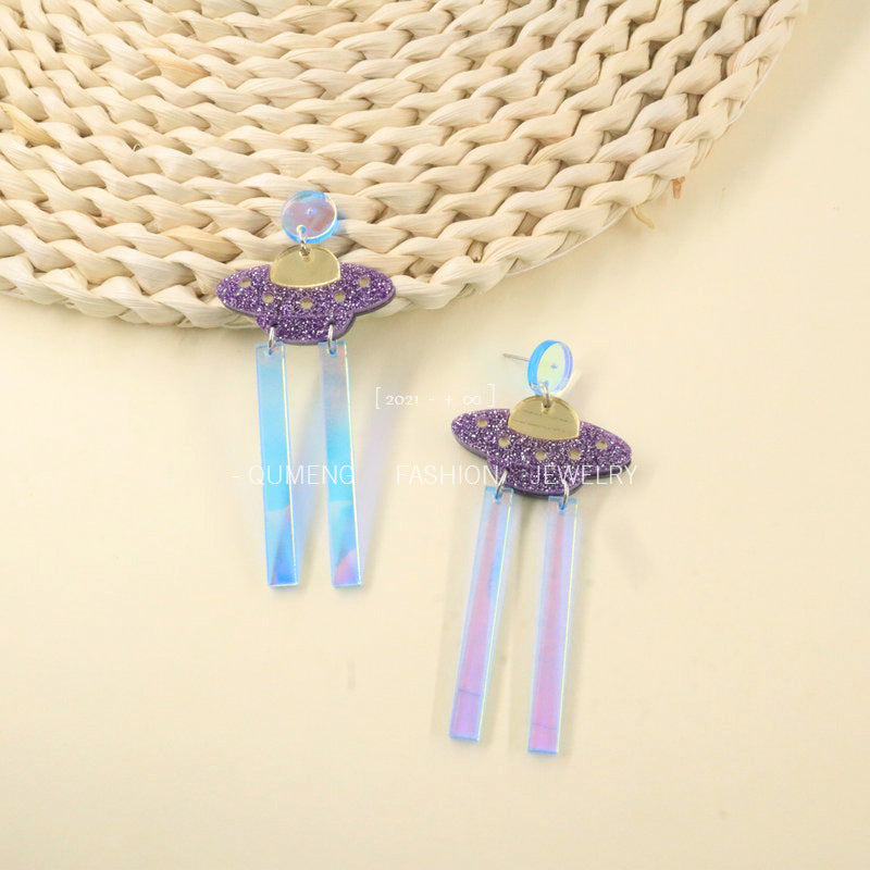 Acrylic Alien UFO Earrings （Minimo de compra 2） MIC-OuG014