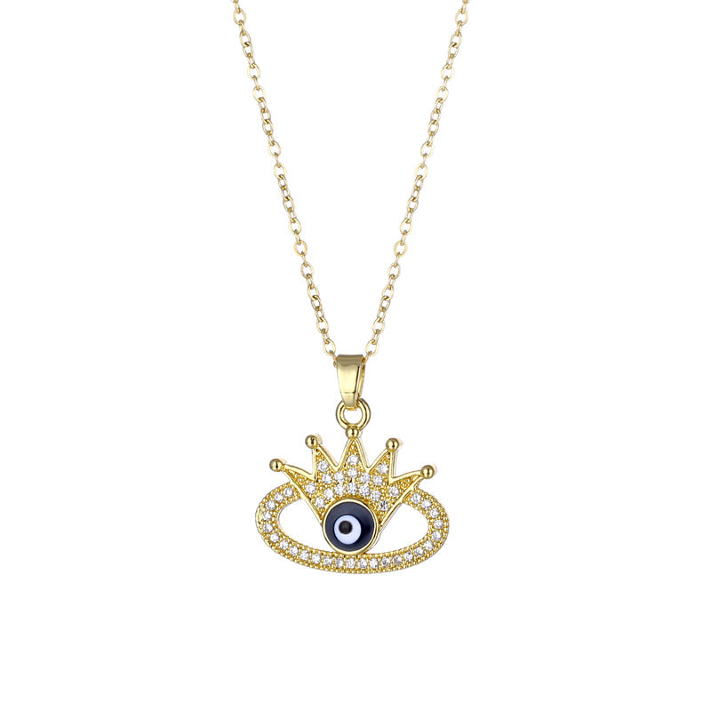 Necklace Stainless Steel Diamond Zircon Devil Eye QR002