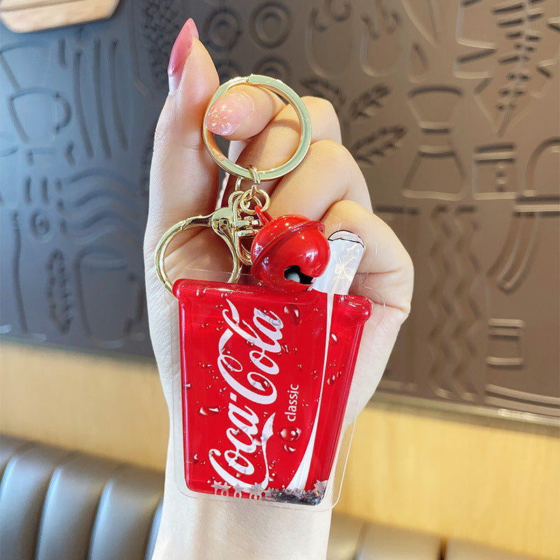 Floating Quicksand Drink Bottle Milk Tea TPU Keychain (F) MXiong009