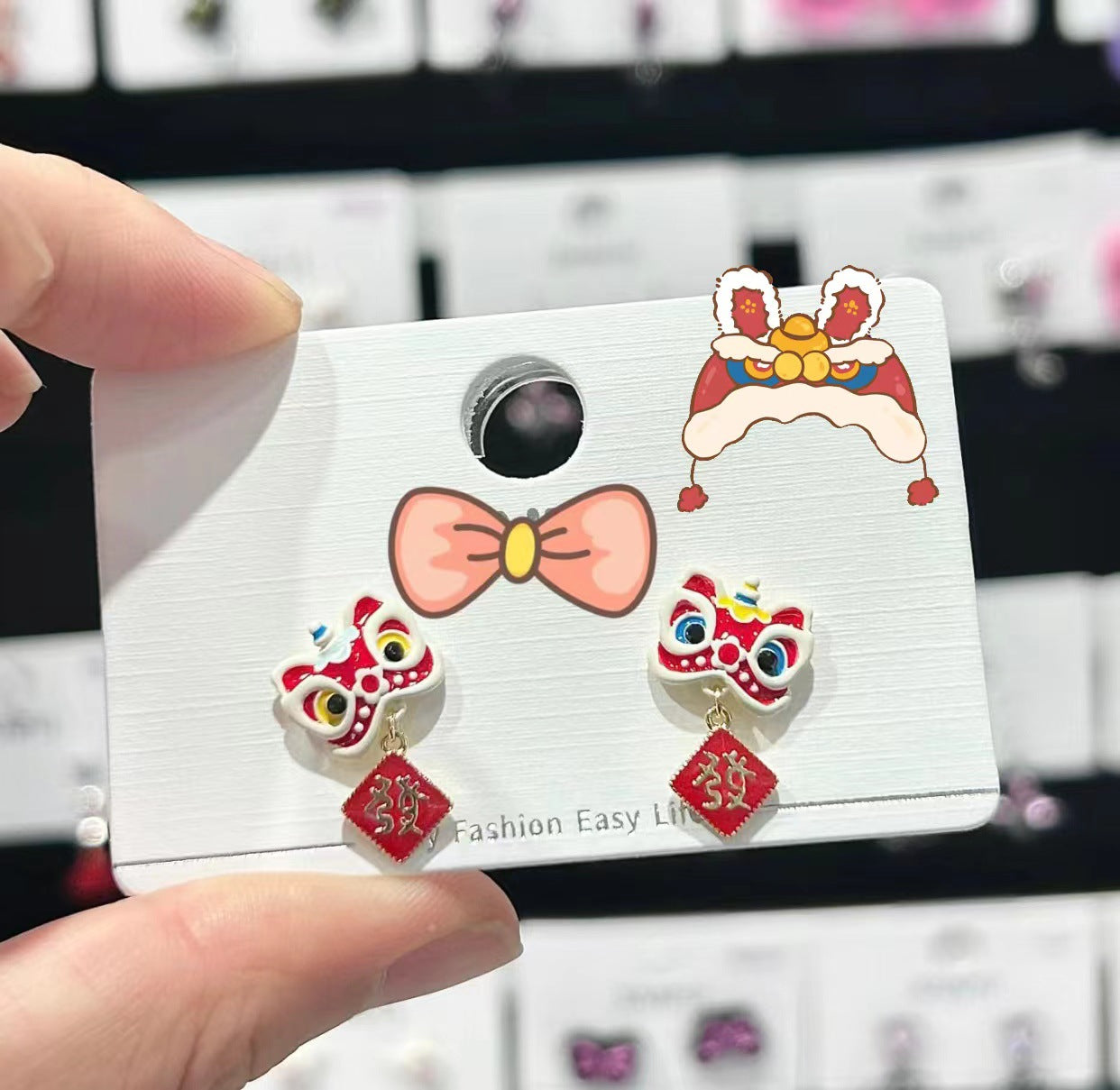 Alloy New Red Little Lion Earrings (Minimo de Compra 2) MIC-XinXu002