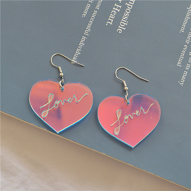 Alloy laser color changing heart earrings MIC-XieN050