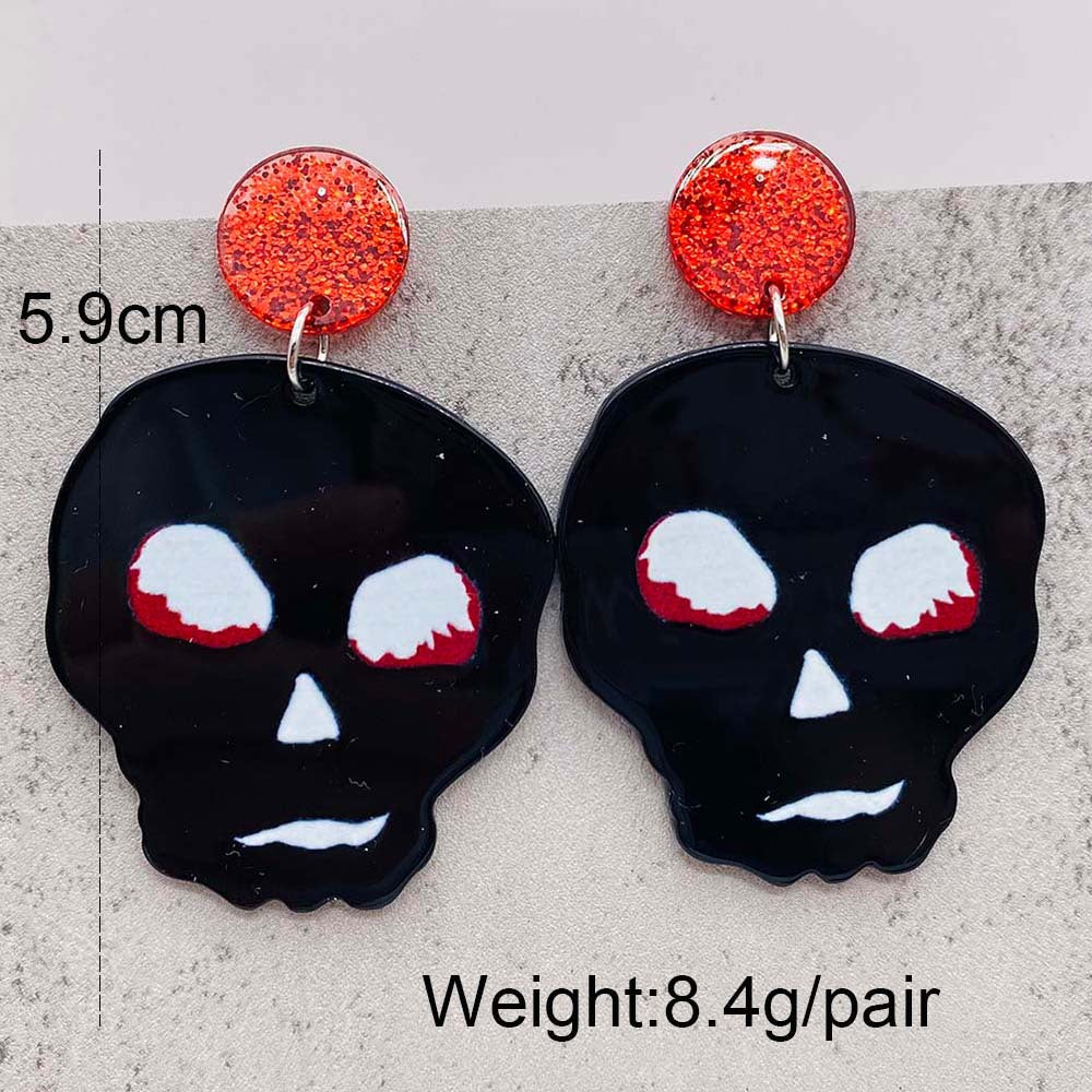 Acrylic Halloween Ghost Skull Earrings (Minimo de Compra 2) MIC-ChenY015