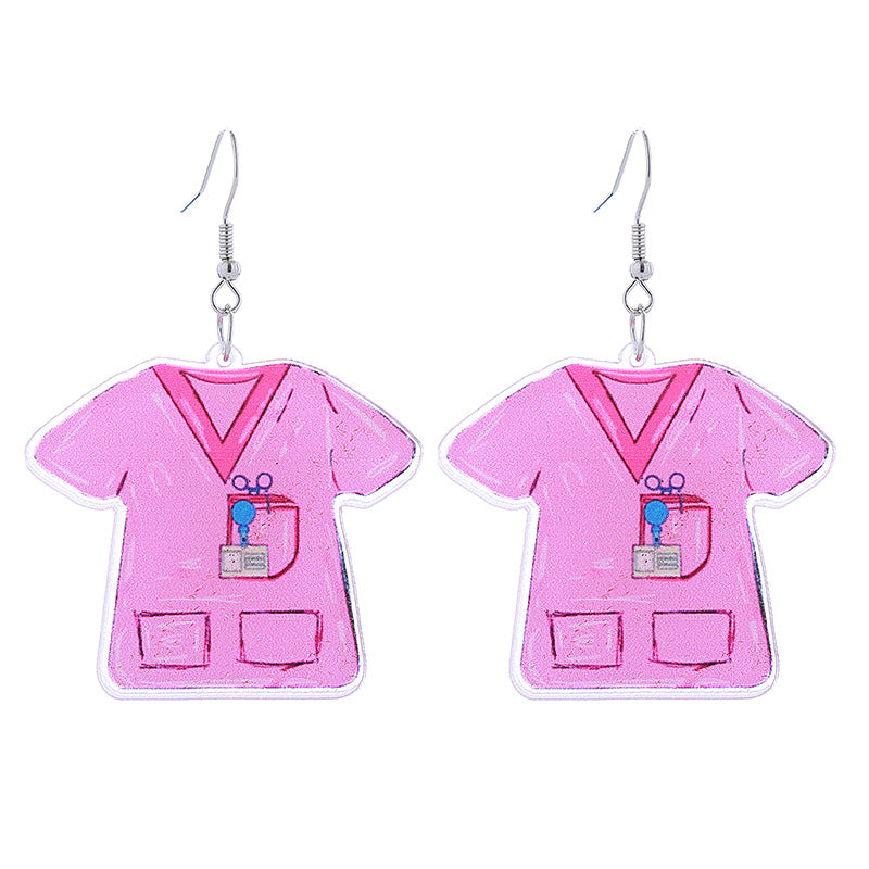 Alloy acrylic pink nurse uniform earrings MIC-ChouT050