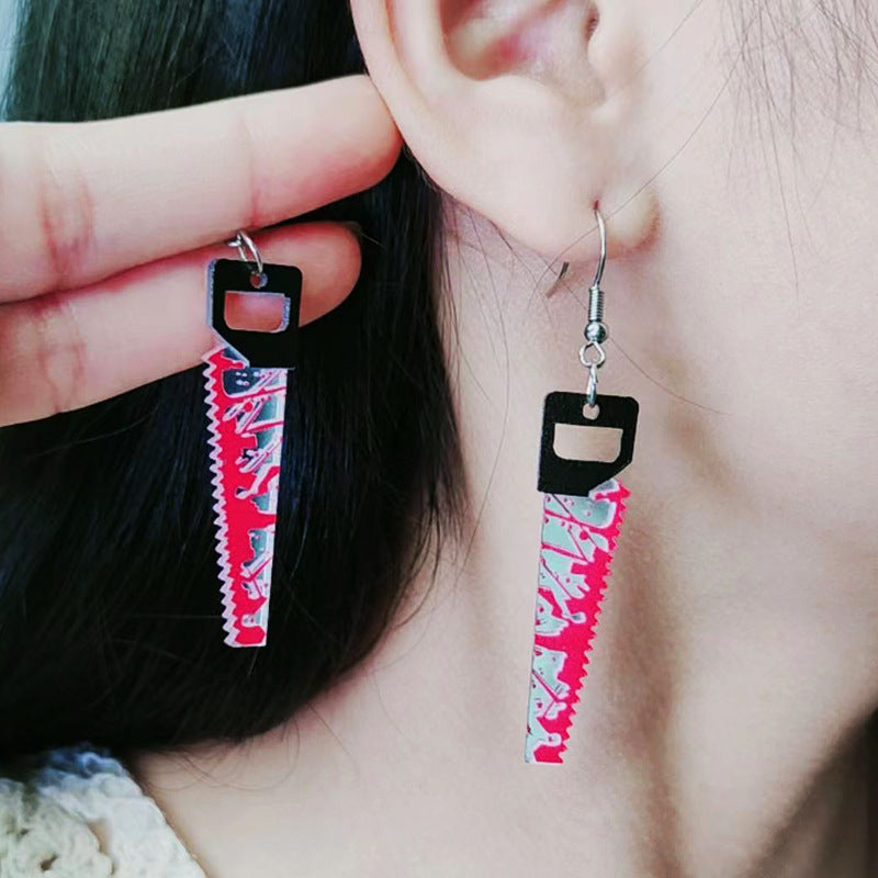 Acrylic Halloween Blood Knife earrings (Minimo de Compra 2) MIC-DuA040