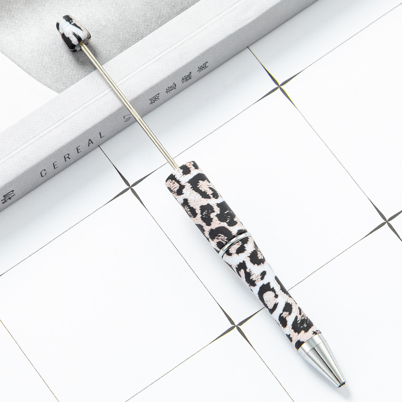 DIY Leopard Floral Cow Plastic Bead Pen HuaH002