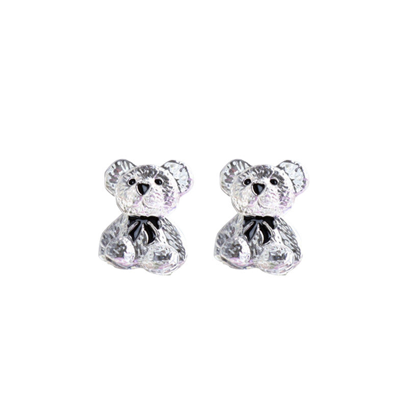 Alloy cartoon transparent little bear earrings (Minimo de Compra 2) MIC-QingE002