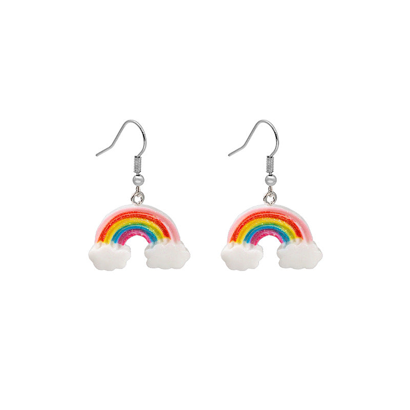 Alloy Colorful Cloud Rainbow Earrings MIC-MDD154