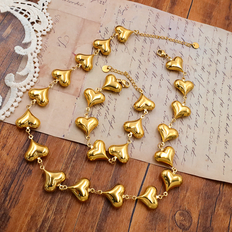 Stainless steel gold-plated heart-shaped necklace MYA-XuanJ046