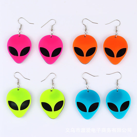 Acrylic Fluorescent Alien Earrings MIC-DuAi011