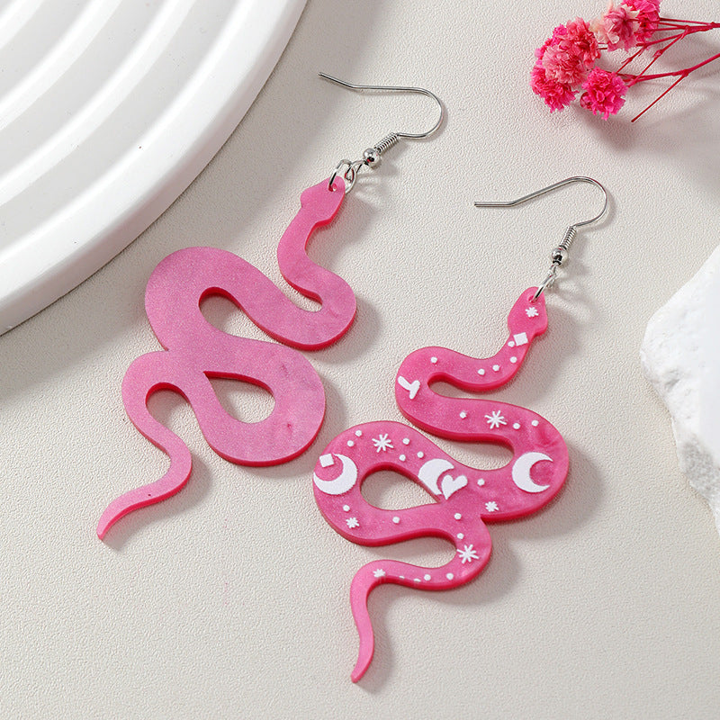 Acrylic Python Star Moon Earrings MIC-KaiQ019