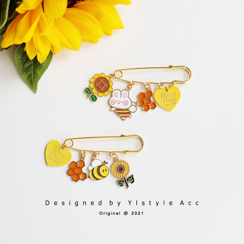 Alloy cartoon little bee flower brooch (Minimo de Compra 3) MIC-JiangL029