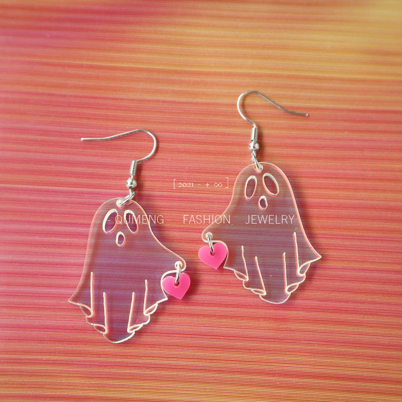 Acrylic Halloween Ghost Earrings (Minimo de Compra 3) MIC-OuG077