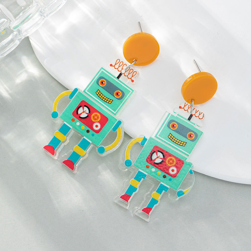 Acrylic Robot Art Earrings (Minimo de Compra 2) MIC-BeiQ004