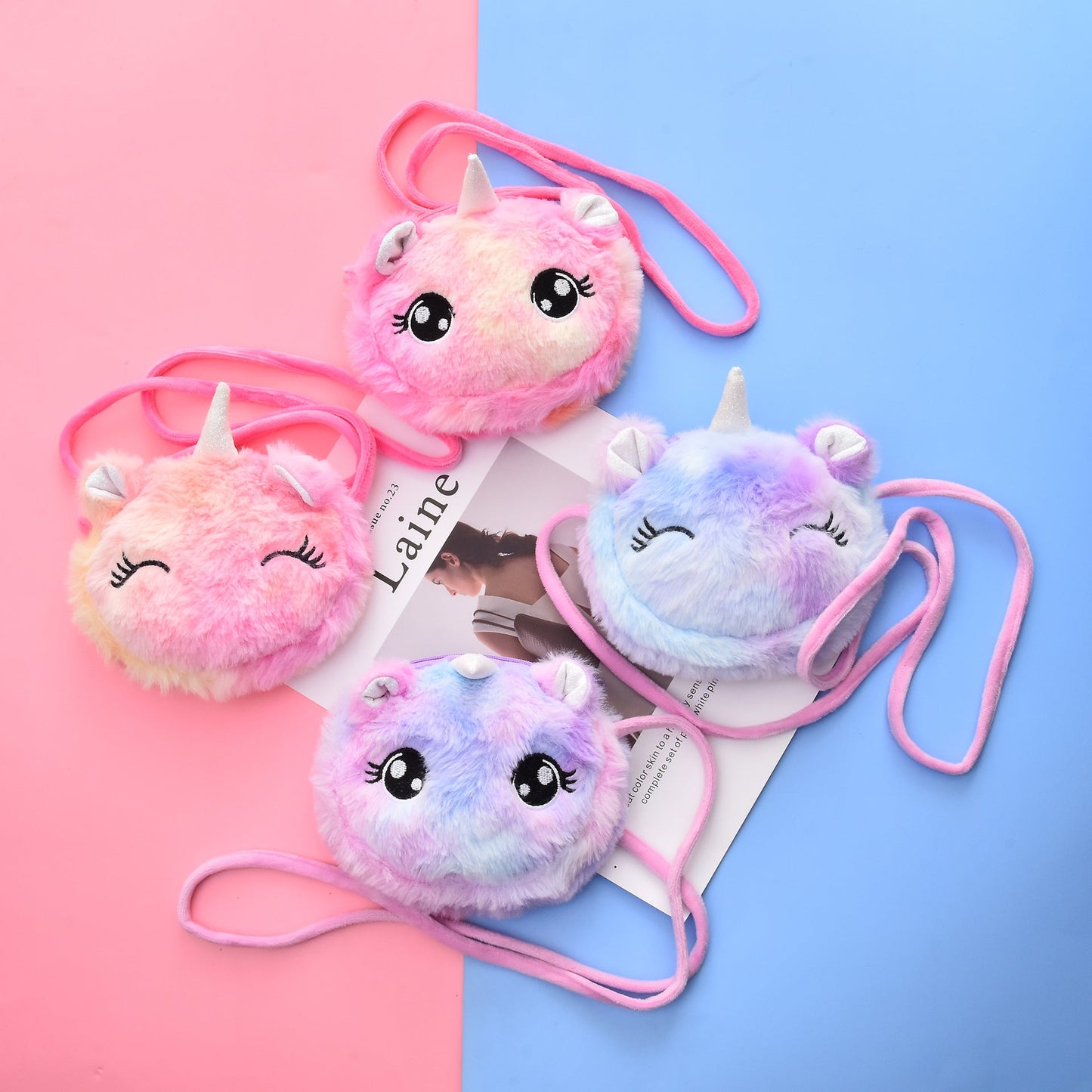 Plush cartoon unicorn messenger shoulder bag(Minimo de compra 5) MIC-SaiM006