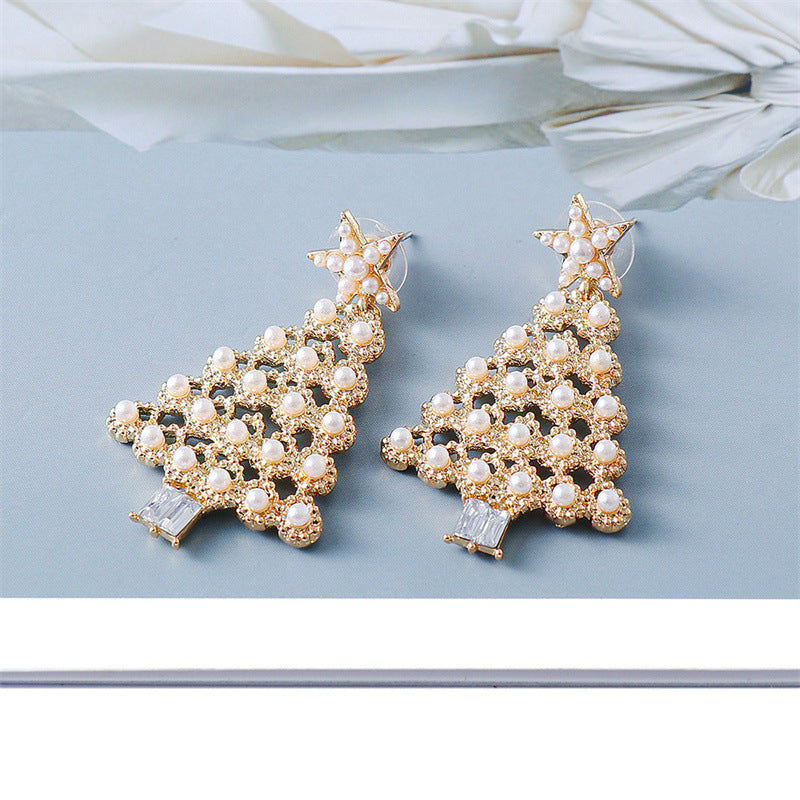 Alloy cartoon Christmas tree tassel earrings MIC-ChuY011