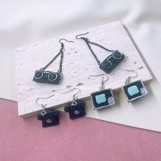 Alloy acrylic telephone and television radio earrings MYA-OuG104