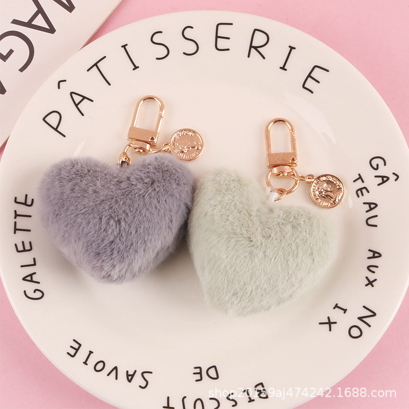 Keychains Alloy Plush Hearts Fur Balls MIC-YiHan051