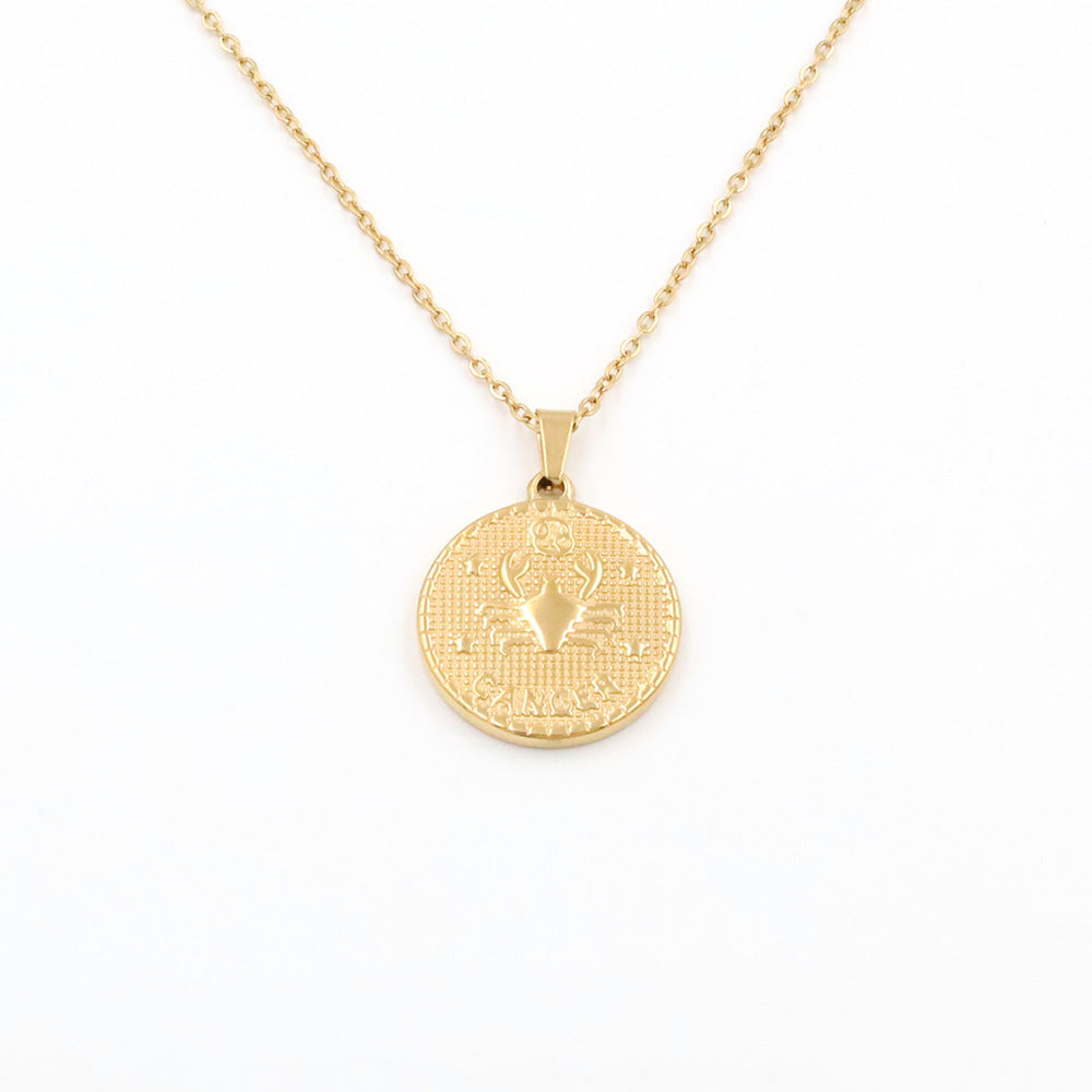 Stainless steel gold-plated twelve zodiac necklace MYA-XuanJ042