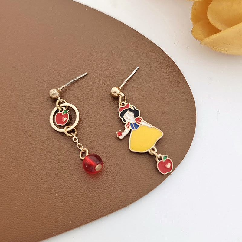 Alloy Dropping Oil Cute Princess Asymmetric Earrings (Minimo de Compra 2) MIC-BLD038