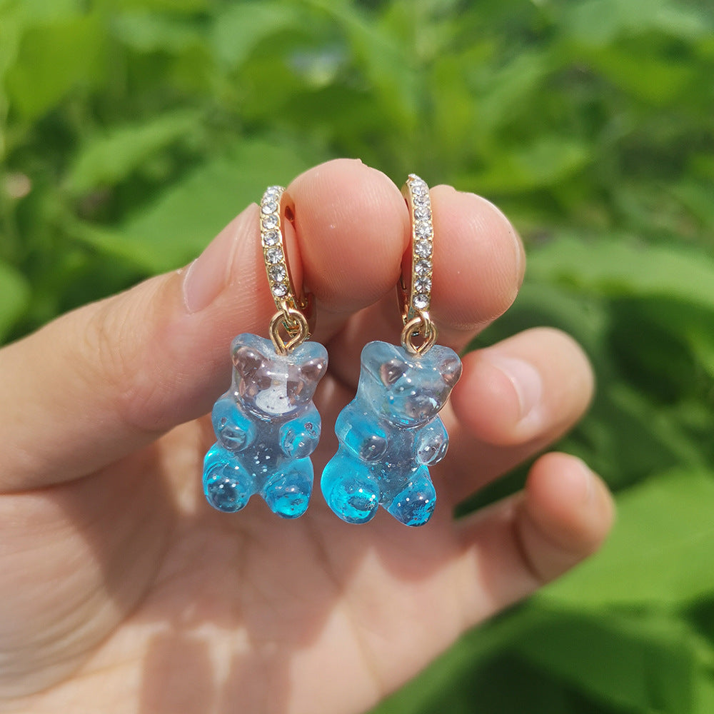 Alloy Mini Gradient Bear Earrings (Minimo de Compra 2) MIC-YingM005