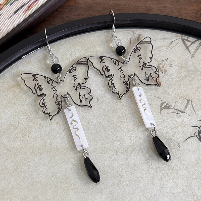 Alloy Ink Painting Butterfly Earrings MIC-MiS013