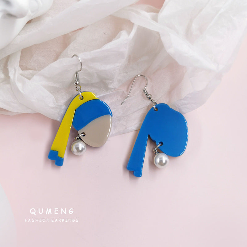 Acrylic Abstract Pearl Girl Earrings (Minimo de Compra 2) MIC-QingM002