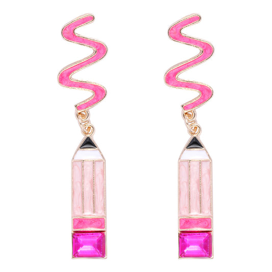 Alloy colored pencil earrings MIC-JuJ005