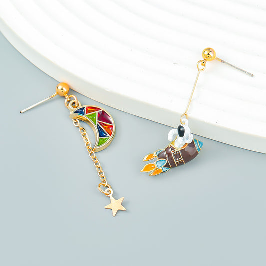 Alloy astronaut spacecraft earrings MIC-JiuL007