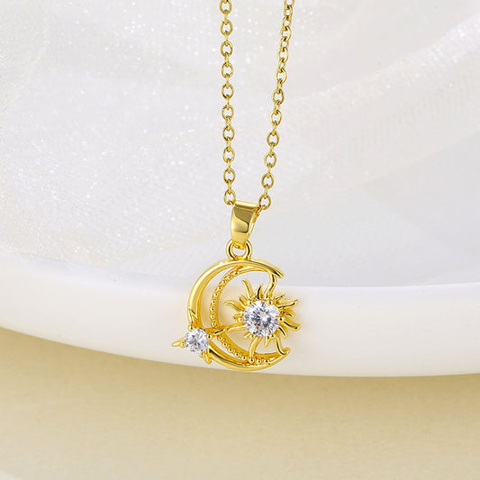 Stainless Steel Star Moon Shining Necklace MYA-QingR017