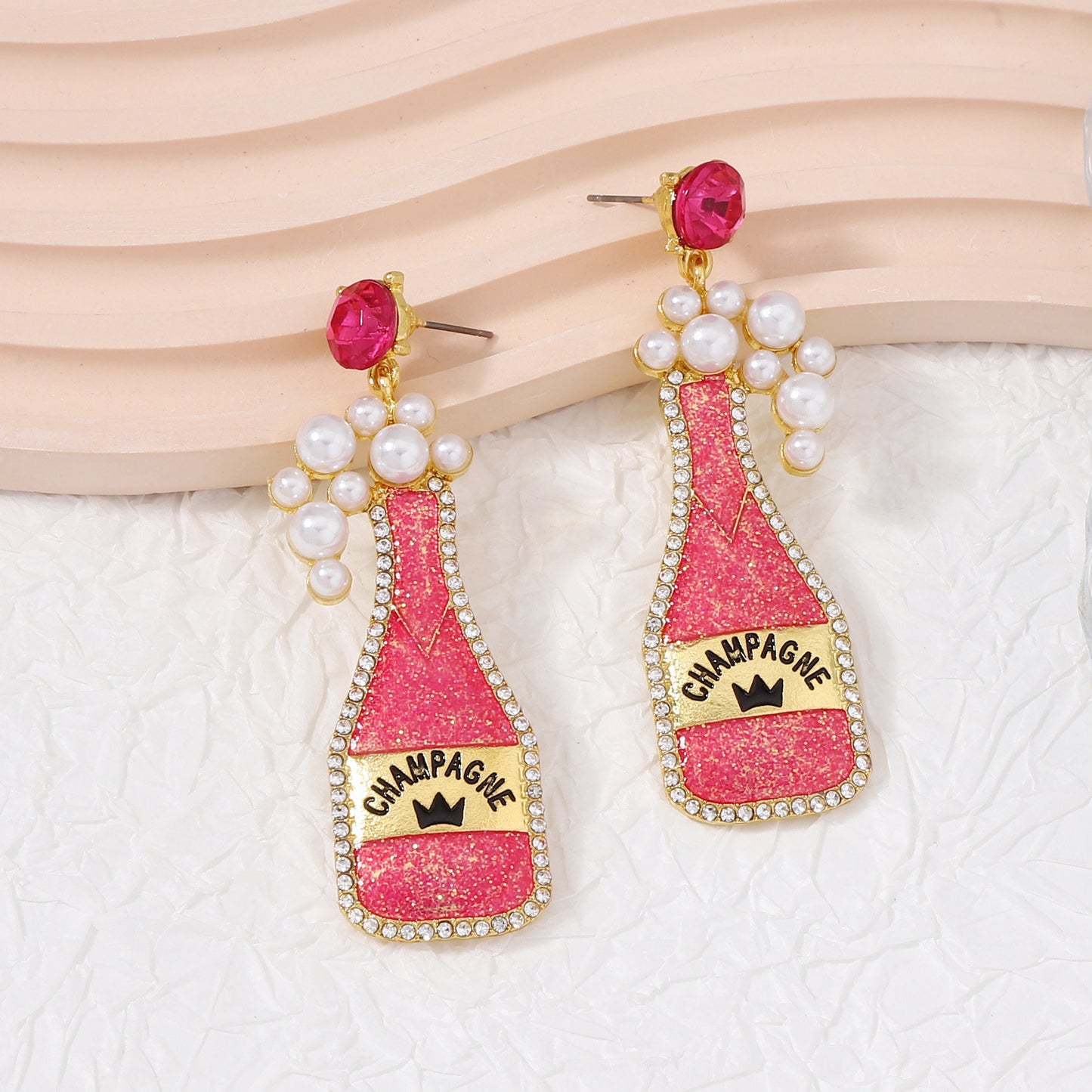 Alloy Pearl Wine Bottle Earrings (Minimo de compra 5) MIC-MiX003