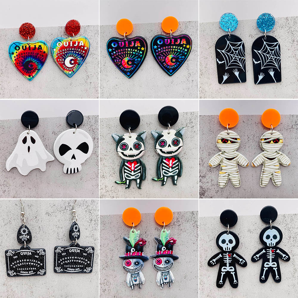 Acrylic Halloween Ghost Skull Earrings (Minimo de Compra 2) MIC-ChenY016