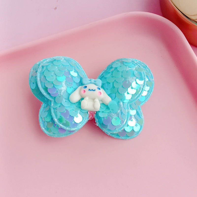 Resin cartoon sequin bow hair clip (Minimo de compra 12) MYA-ZiZ014